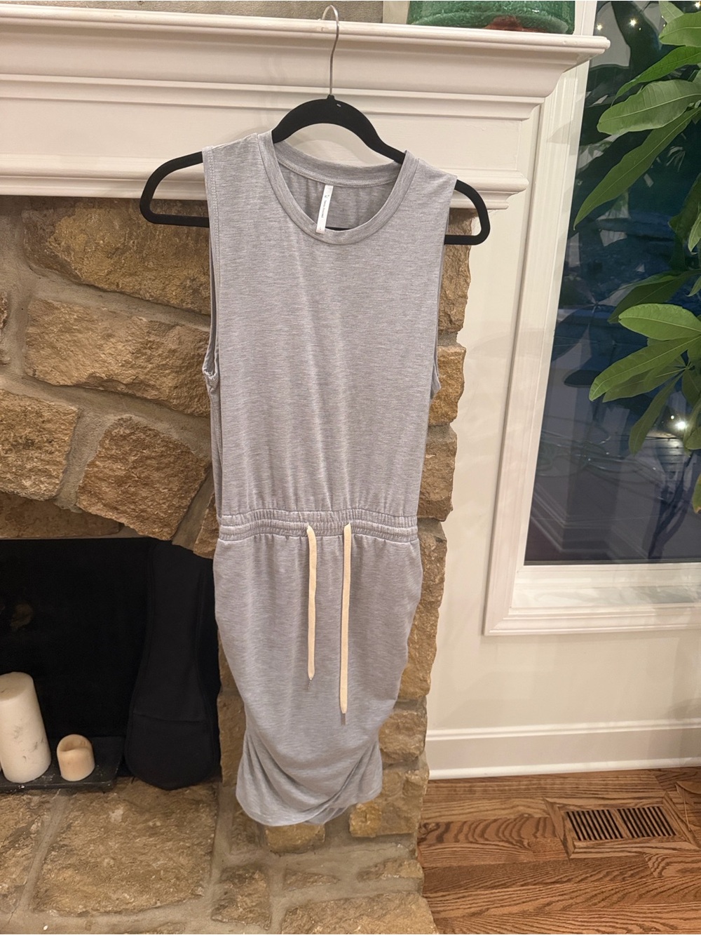Sleeveless Grey Maxi Drawstring Dress large